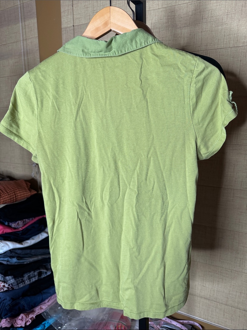 Sonoma Life + Style Olive Green Polo Top Medium Roll Tab Sleeve Pocket - Picture 8 of 8